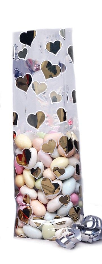 Hearts Gold - Stand Up Candy Bag - (1/2 lb) 2-1/4 x 1-7/8 x 9-1/2"