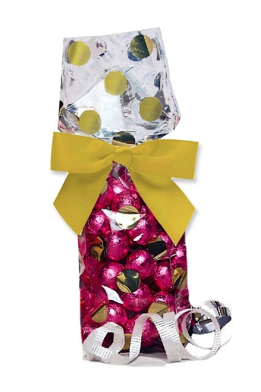 Large Dots Gold - Stand Up Candy Bag - (1 lb) 2-3/4 x 2 x 11"