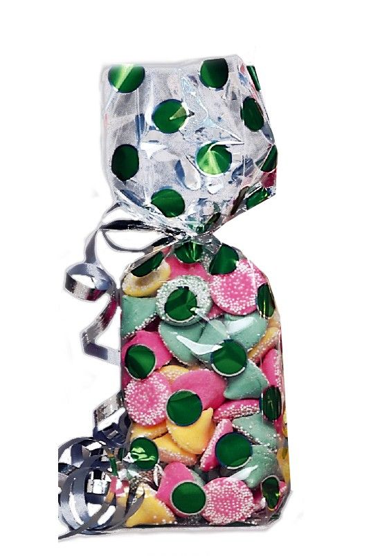 Large Dots Green - Stand Up Candy Bag - (1/2 lb) 2-1/4 x 1-7/8 x 9-1/2"