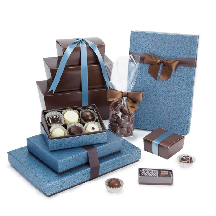 Siena Brown/Blue Rigid Candy Boxes