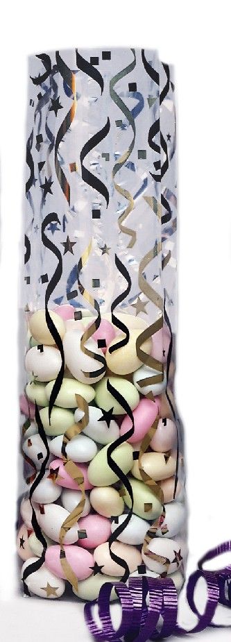 Streamers (Gold & Black) - Stand Up Candy Bag - (1 lb) 2-3/4 x 2 x 11"