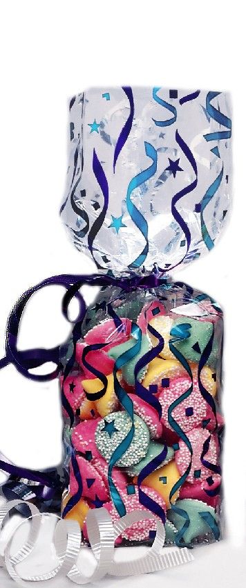 Streamers (Purple & Teal) - Stand Up Candy Bag - (1 lb) 2-3/4 x 2 x 11"