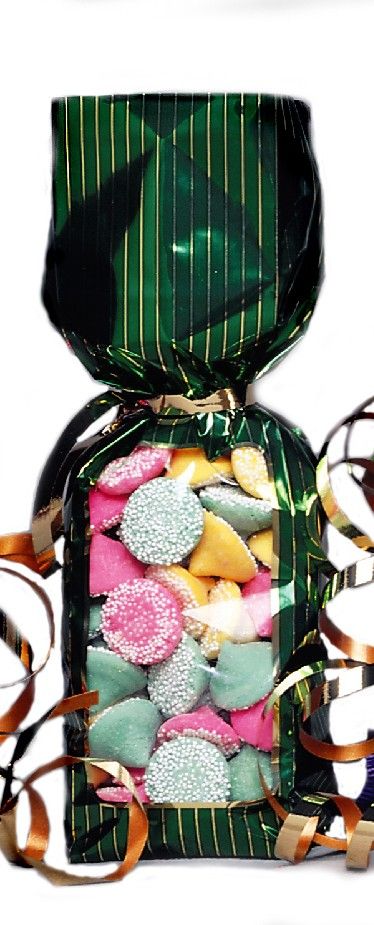 Striped Window Green/Gold - Stand Up Candy Bag - (1/2 lb) 2-1/4 x 1-7/8 x 9-1/2"