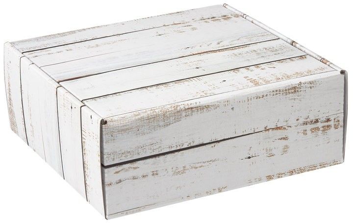 Distressed White Wood - Decorative Mailer - 8 x 8 x 3"