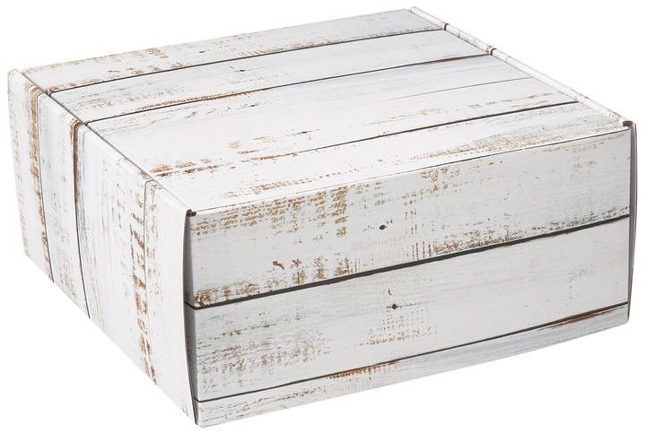 Distressed White Wood - Decorative Mailer - 9 x 9 x 4"