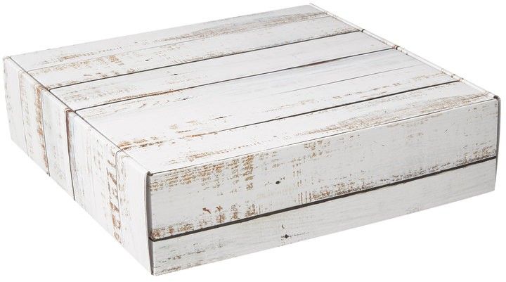 Distressed White Wood - Decorative Mailer - 12 x 12 x 3"