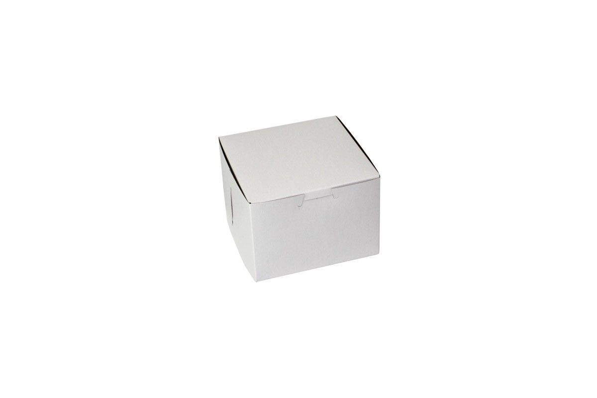 White - 1 Pc. Cake Box - 5-1/2 x 5-1/2 x 4"