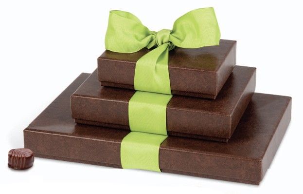 Brown Leather - Rectangle Set Up Candy Box - (24 Pc.) 9-1/2 x 6-3/8 x 1-3/16"