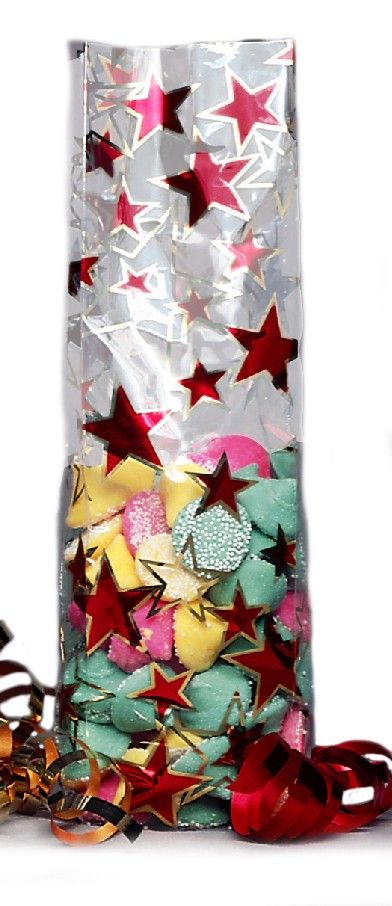 Stars Red - Stand Up Candy Bag - (1/2 lb) 2-1/4 x 1-7/8 x 9-1/2"