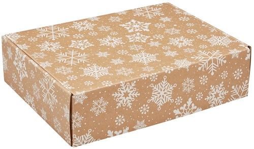 Kraft Snowflakes - Decorative Mailer - 12 x 9 x 3"