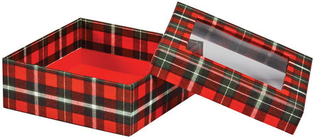 Christmas Plaid - Window Gourmet Gift Box - 5-1/2 x 5-1/2 x 2"