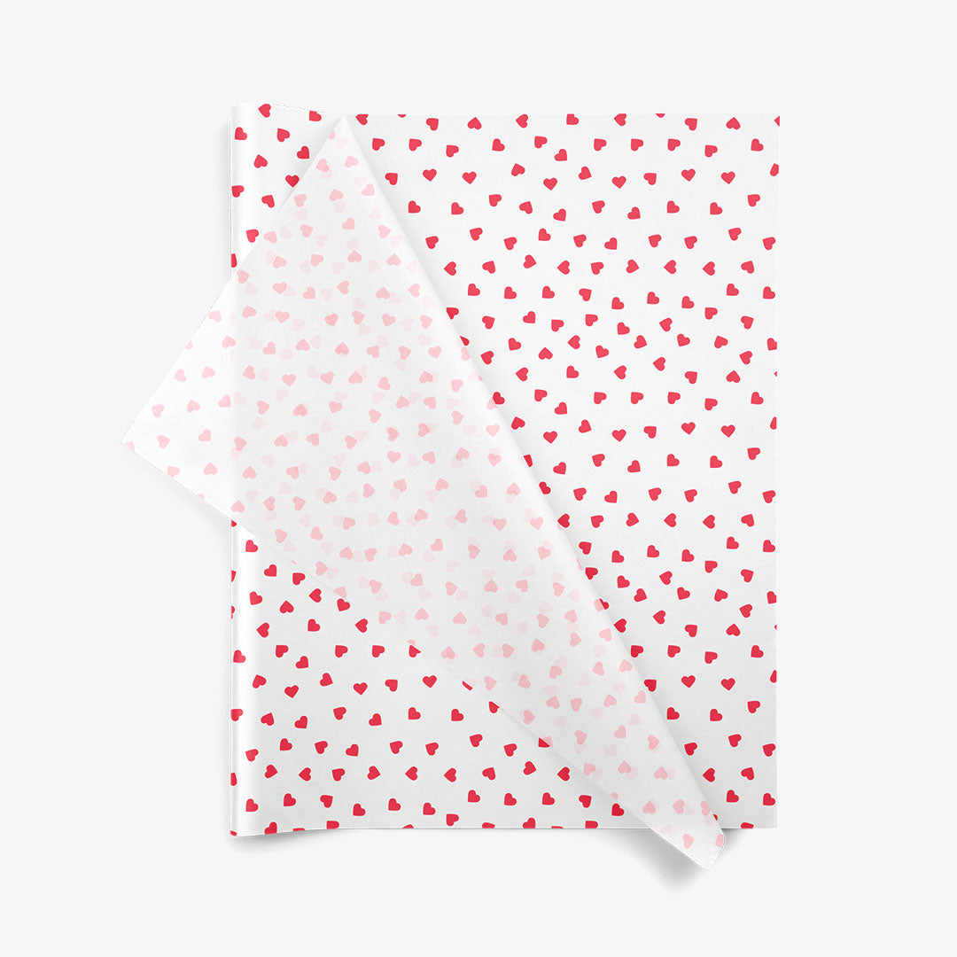 Contemporary Hearts SatinWrap printed tissue paper, folded sheets