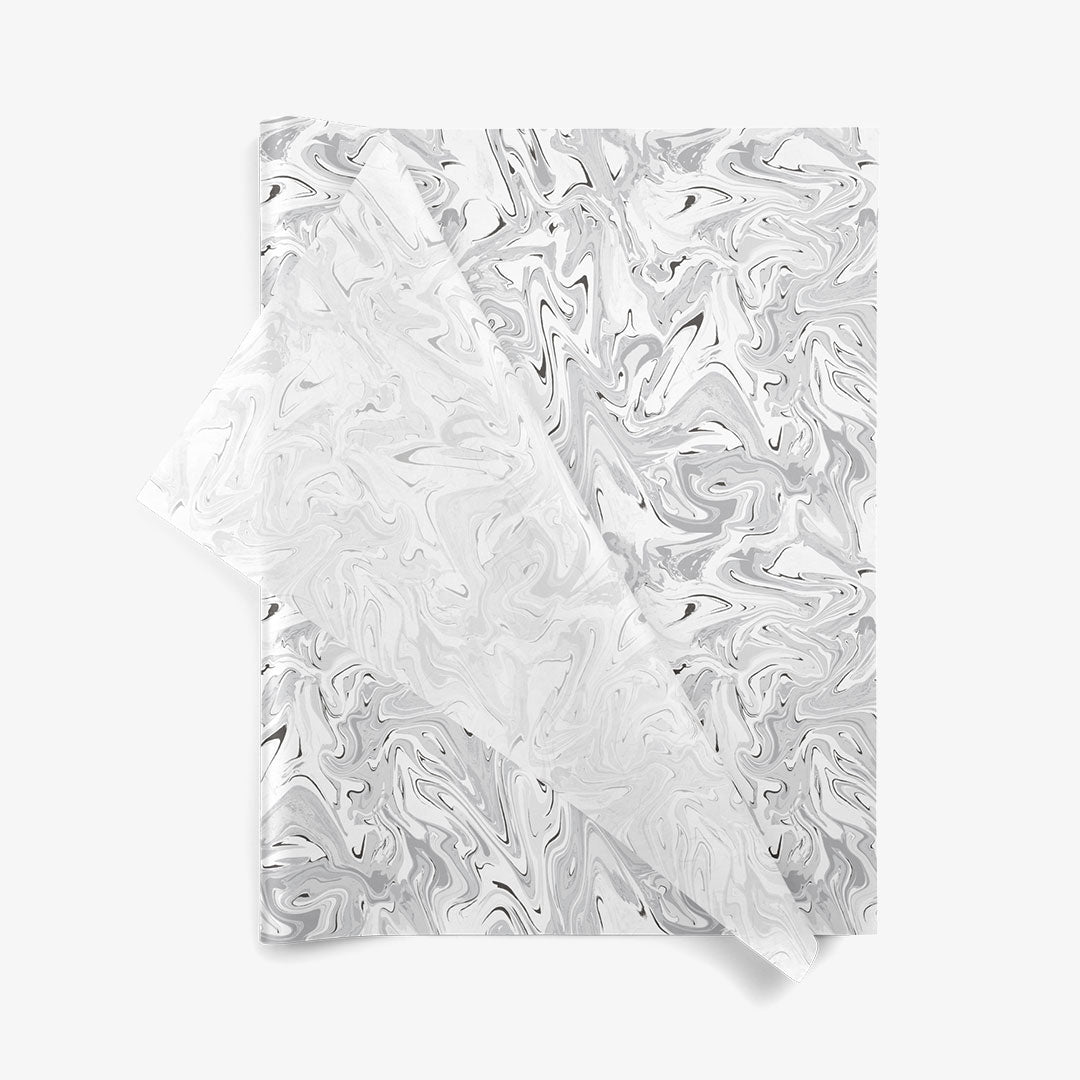 Black Marble SatinWrap printed tissue paper, folded sheets