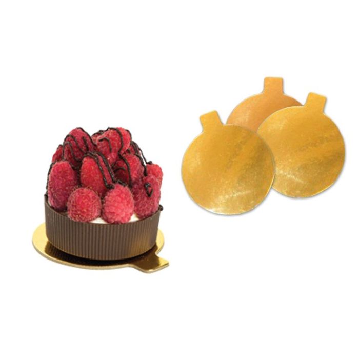 Mini Gold Foil Mono Cake Boards - Round with Handle