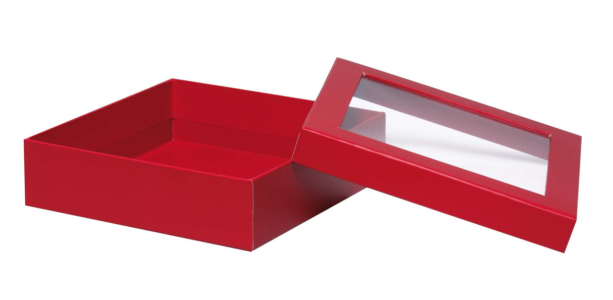 Red - Window Gourmet Gift Box - 7-1/2 x 7-1/2 x 2"