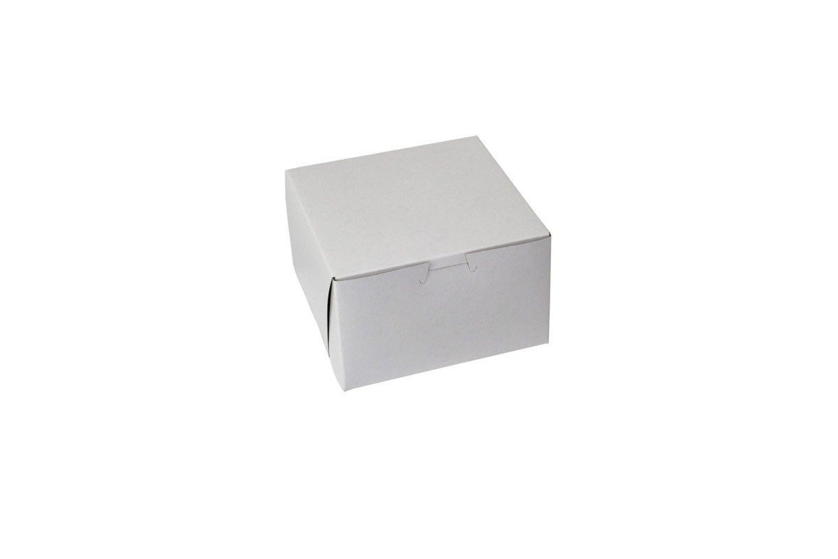 White - 1 Pc. Cake Box - 6-1/2 x 6-1/2 x 4"