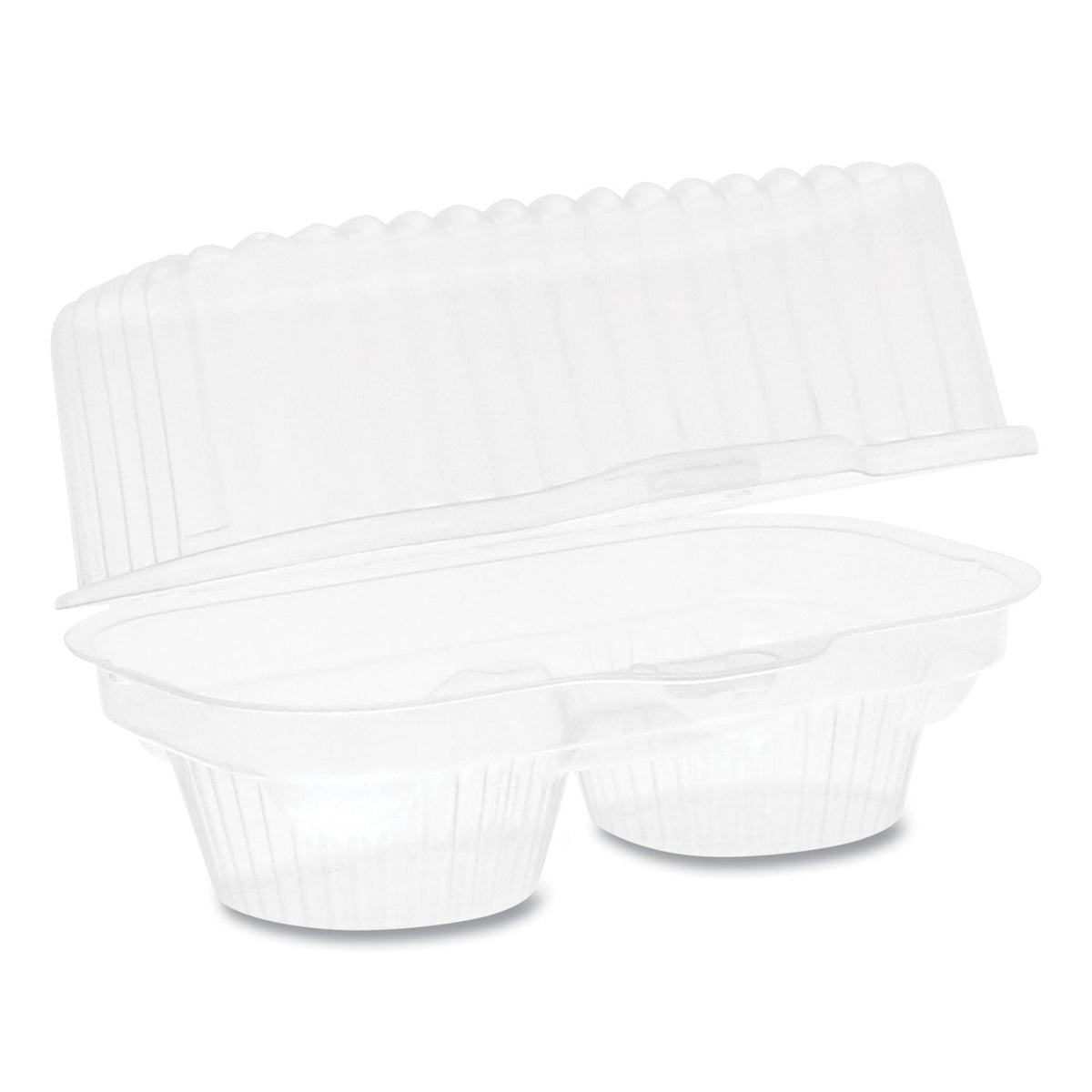 Pactiv Evergreen ClearView Bakery Cupcake Container, 2-Compartment, 6.75 x 4 x 4, Clear, Plastic, 100/Carton