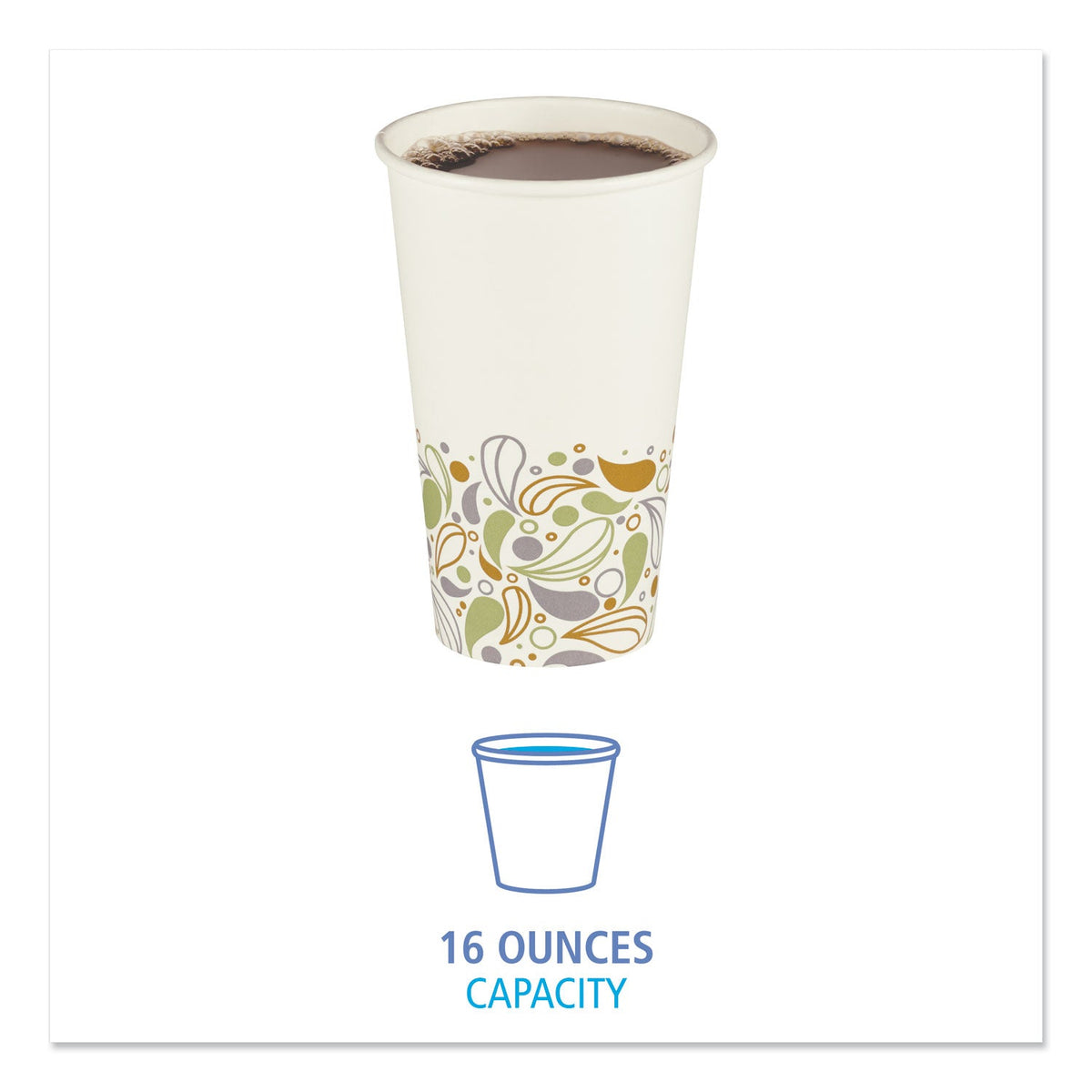 Boardwalk Deerfield Printed Paper Hot Cups, 16 oz, 50 Cups/Sleeve, 20 Sleeves/Carton