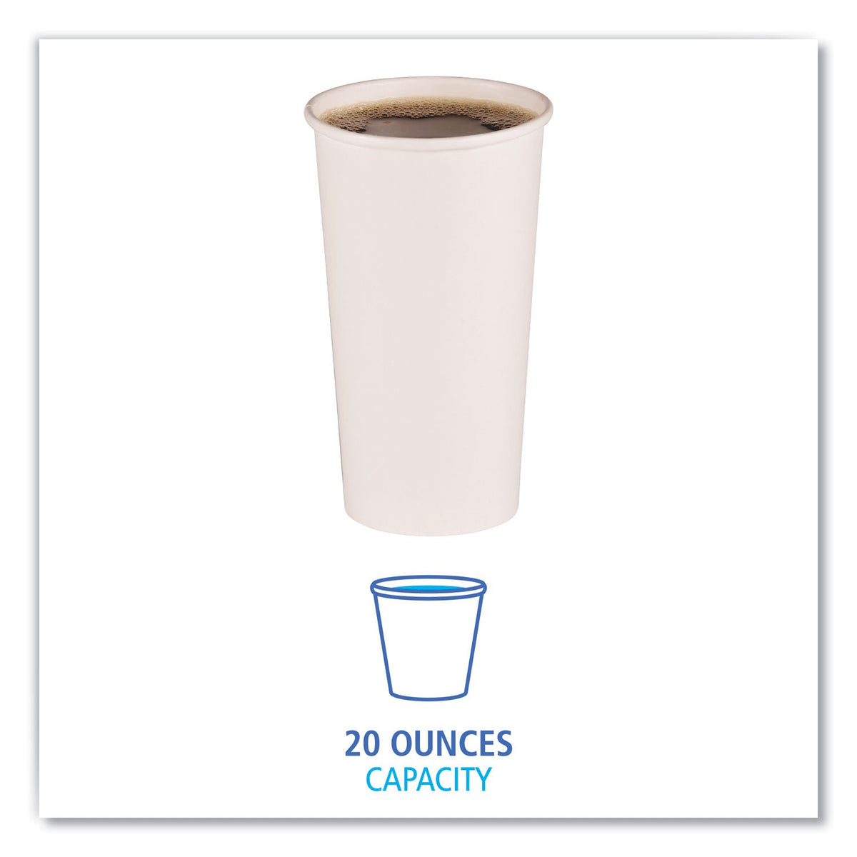 Boardwalk Paper Hot Cups, 20 oz, White, 12 Cups/Sleeve, 50 Sleeves/Carton