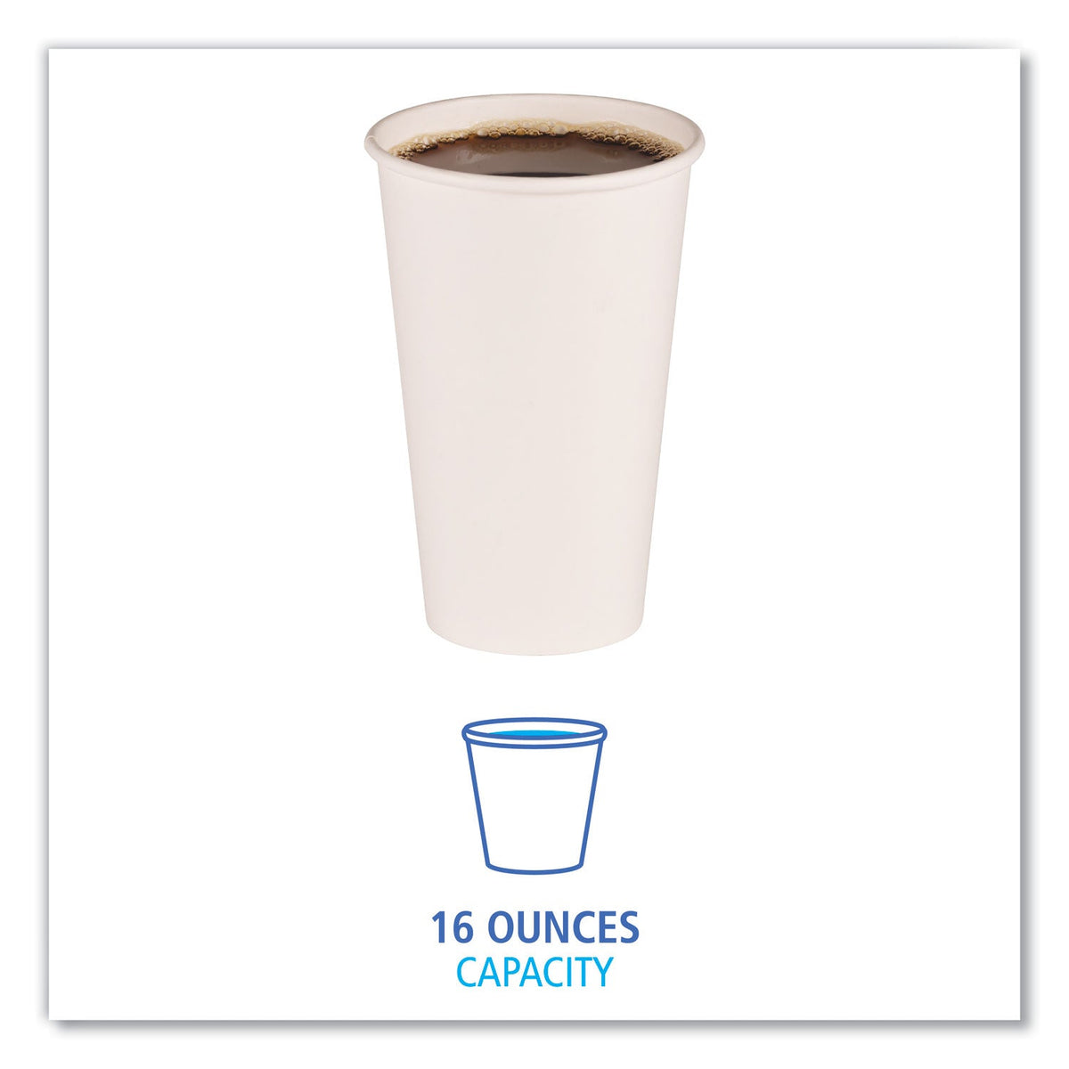 Boardwalk Paper Hot Cups, 16 oz, White, 20 Cups/Sleeve, 50 Sleeves/Carton