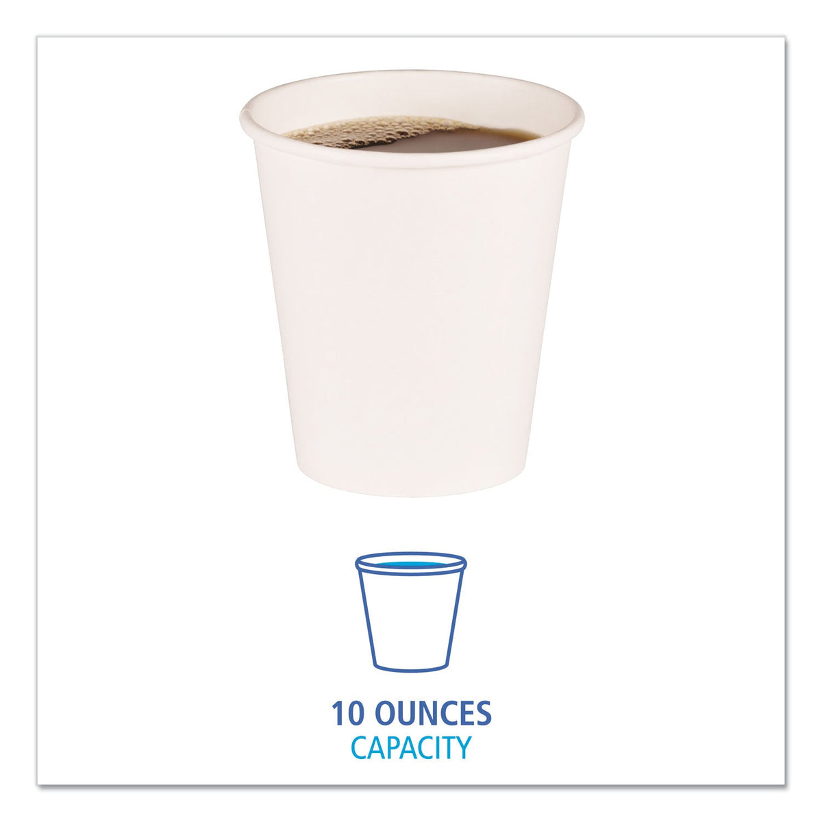 Boardwalk Paper Hot Cups, 10 oz, White, 20 Cups/Sleeve, 50 Sleeves/Carton