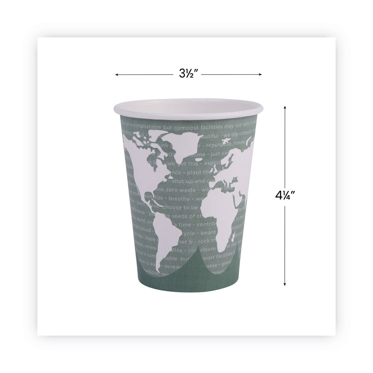 Eco-Products World Art Renewable and Compostable Hot Cups, 12 oz, 50/Pack, 20 Packs/Carton