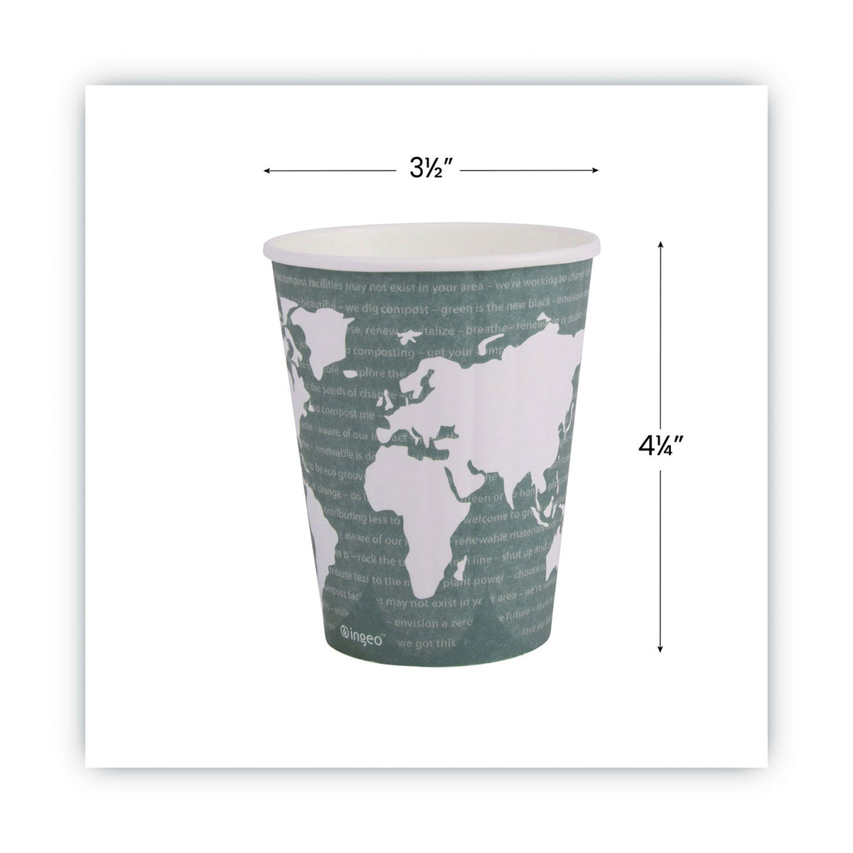 Eco-Products World Art Renewable and Compostable Insulated Hot Cups, PLA, 12 oz, 40/Packs, 15 Packs/Carton