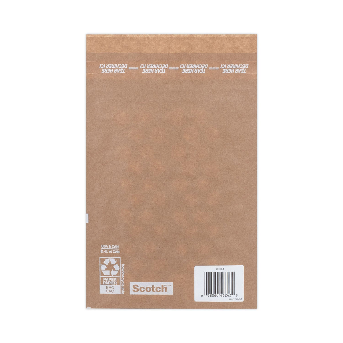 Scotch Curbside Recyclable Padded Mailer, #0, Bubble Cushion, Self-Adhesive Closure, 7 x 11.25, Natural Kraft, 100/Carton