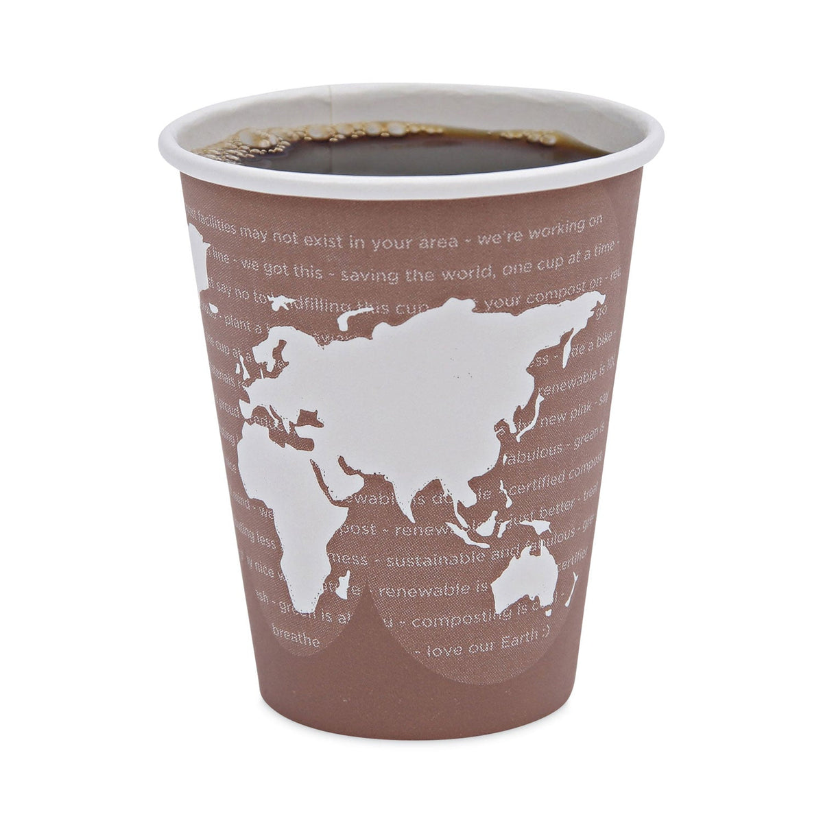 Eco-Products World Art Renewable and Compostable Hot Cups, 8 oz, Plum, 50/Pack