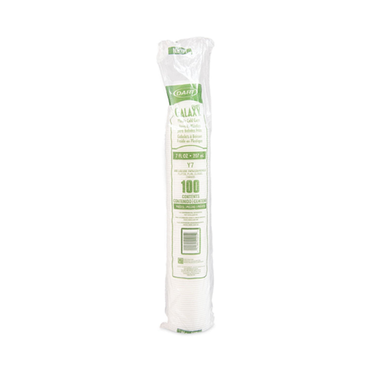 Dart High-Impact Polystyrene Cold Cups, 7 oz, Translucent, 100 Cups/Sleeve, 25 Sleeves/Carton