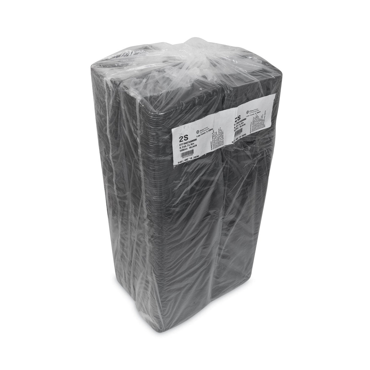 Pactiv Evergreen Supermarket Tray, #2S, 8.2 x 5.7 x 0.65, Black, Foam, 500/Carton
