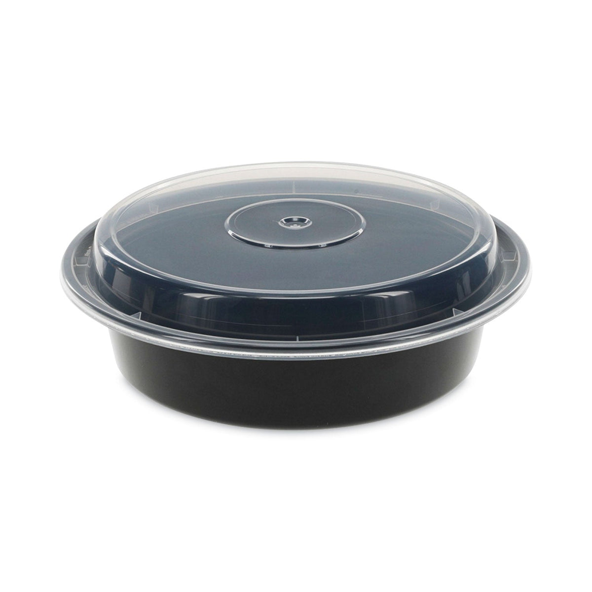 Pactiv Evergreen Newspring VERSAtainer Microwavable Containers, 24 oz, 7" Diameter, Black/Clear, Plastic, 150/Carton