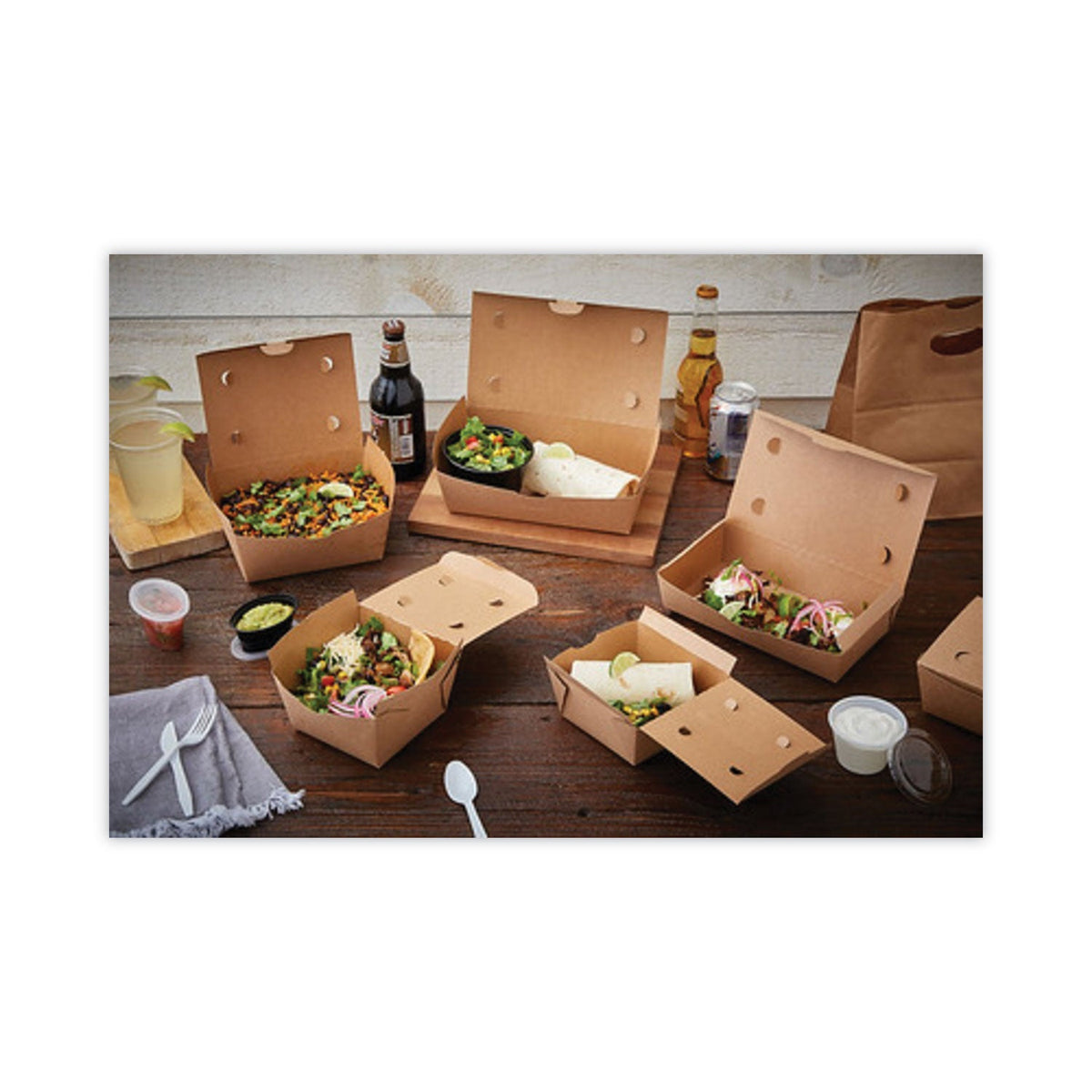 Pactiv Evergreen EarthChoice OneBox Paper Box, 66 oz, 6.5 x 4.5 x 3.25, Kraft, 160/Carton