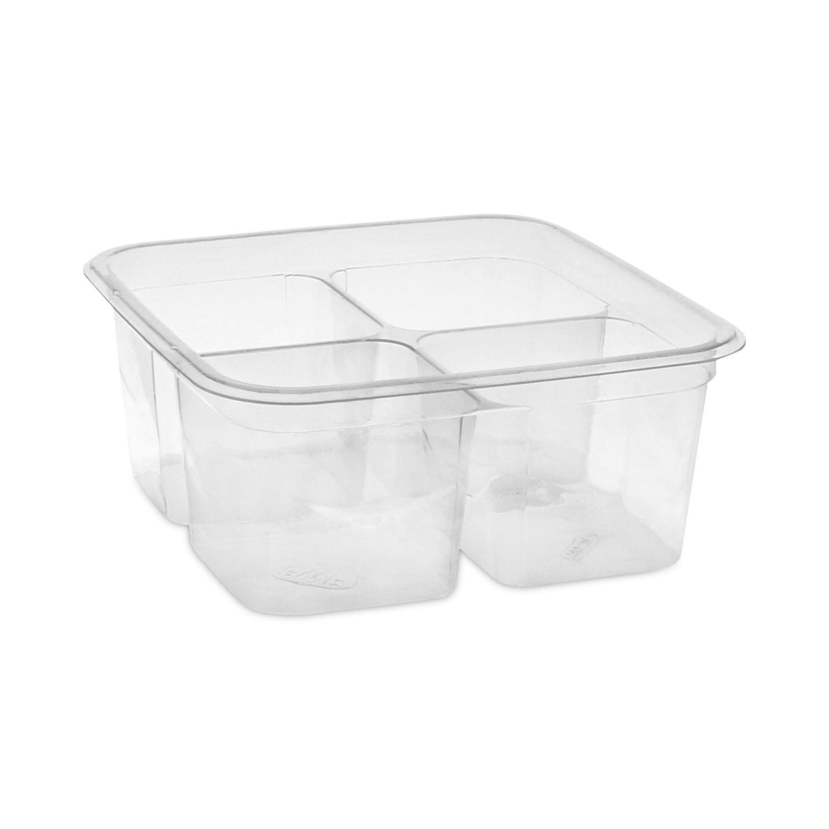 Pactiv Evergreen EarthChoice Square Recycled Bowl,4-Compartment, 32 oz, 6.13 x 6.13 x 2.61, Clear, Plastic, 360/Carton