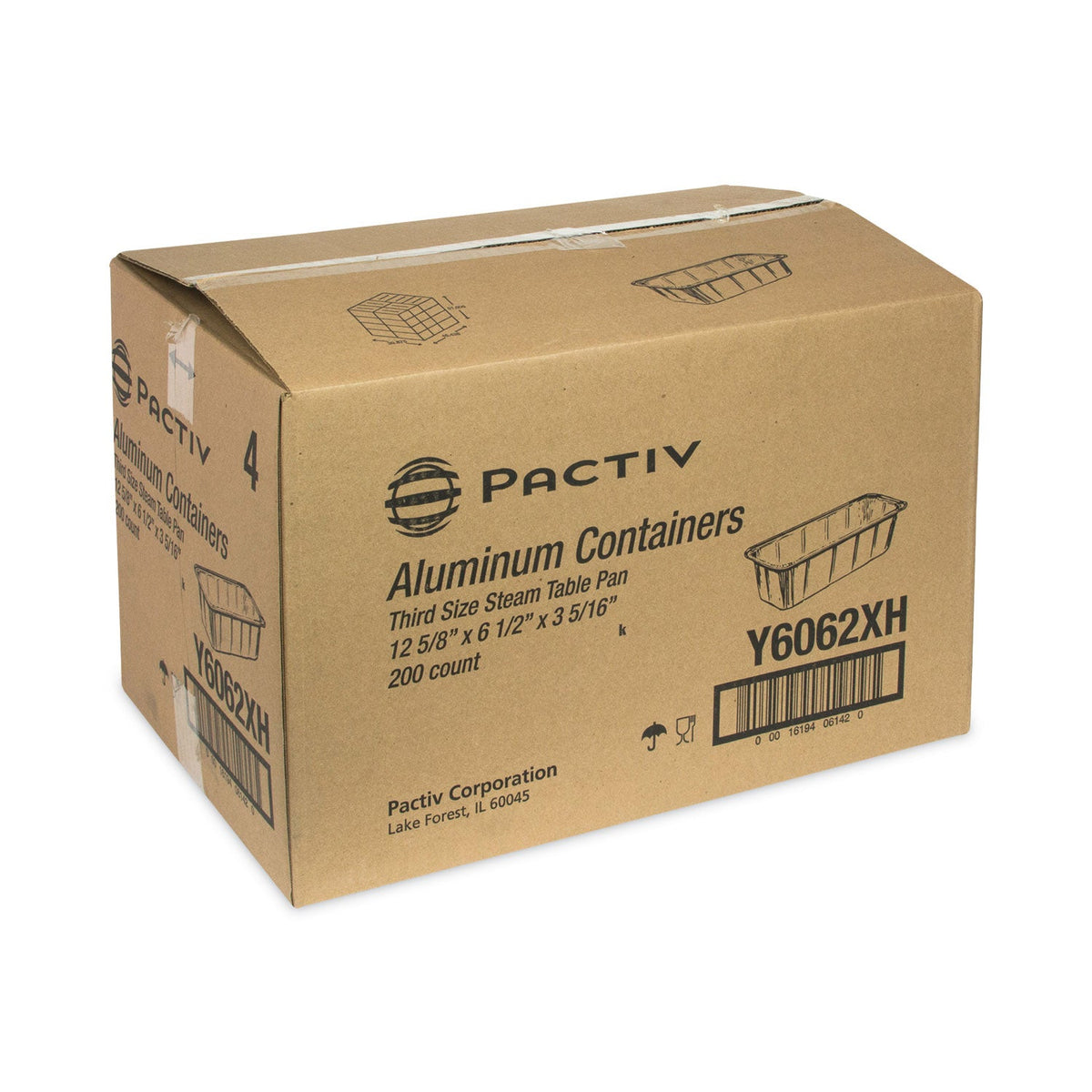 Pactiv Evergreen Aluminum Steam Table Pan, One-Third Size Deep Loaf Pan, 3" Deep, 5.9 x 8.04, 200/Carton