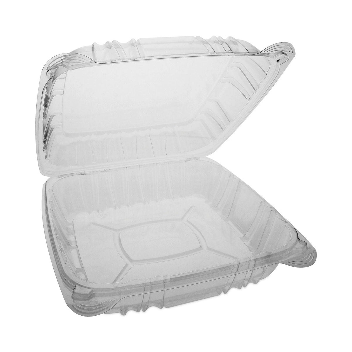 Pactiv Evergreen SENSATION SmartLock Hinged Lid Container, 9.21 x 8.87 x 3.07, Clear, Plastic, 200/Carton