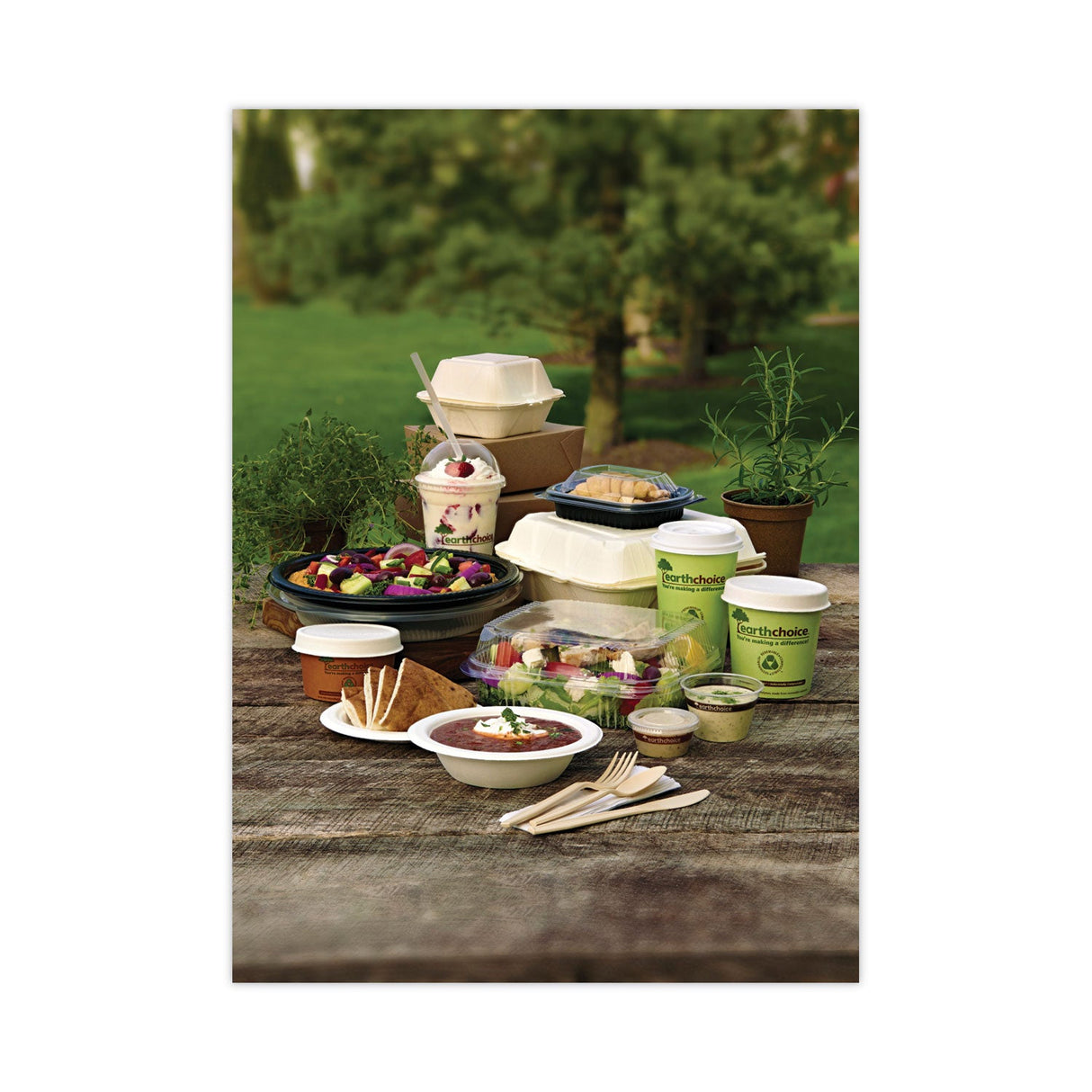 Pactiv Evergreen EarthChoice Bagasse Hinged Lid Container, 3-Compartment, Dual Tab Lock, 7.8 x 7.8 x 2.8, Natural, Sugarcane, 150/Carton