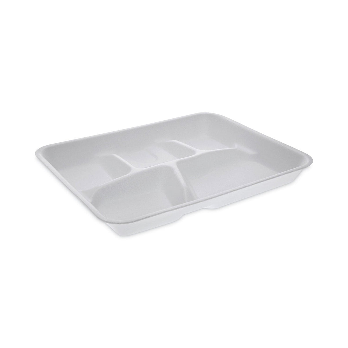 Pactiv Evergreen Foam School Trays, 5-Compartment, 8.25 x 10.5 x 1, White, 500/Carton