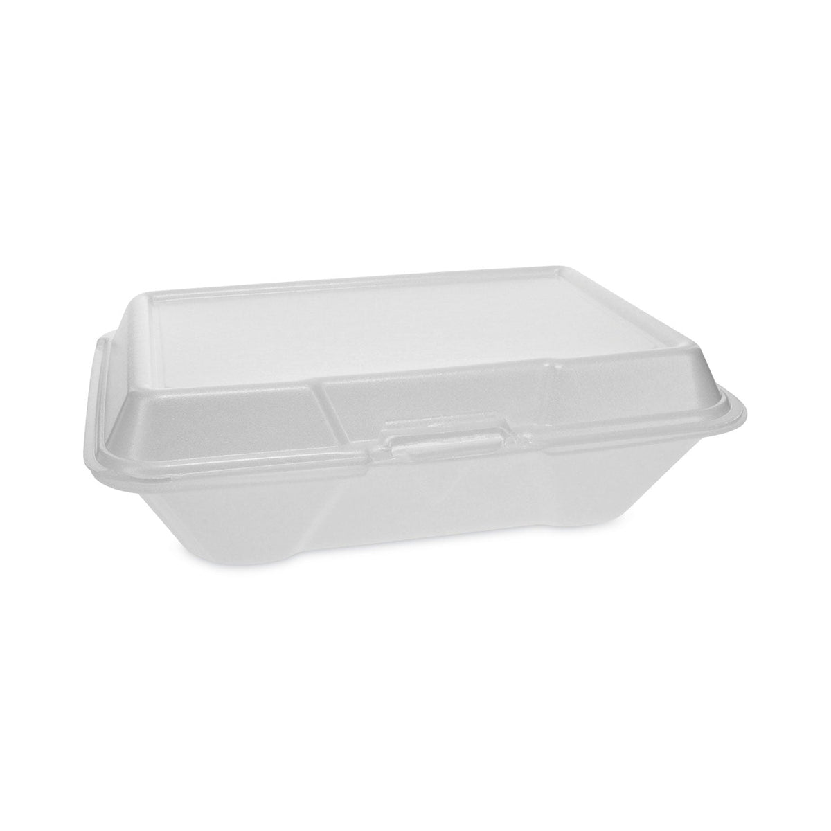 Pactiv Evergreen Foam Hinged Lid Container, Single Tab Lock #205 Utility, 9.19 x 6.5 x 2.75, White, 150/Carton