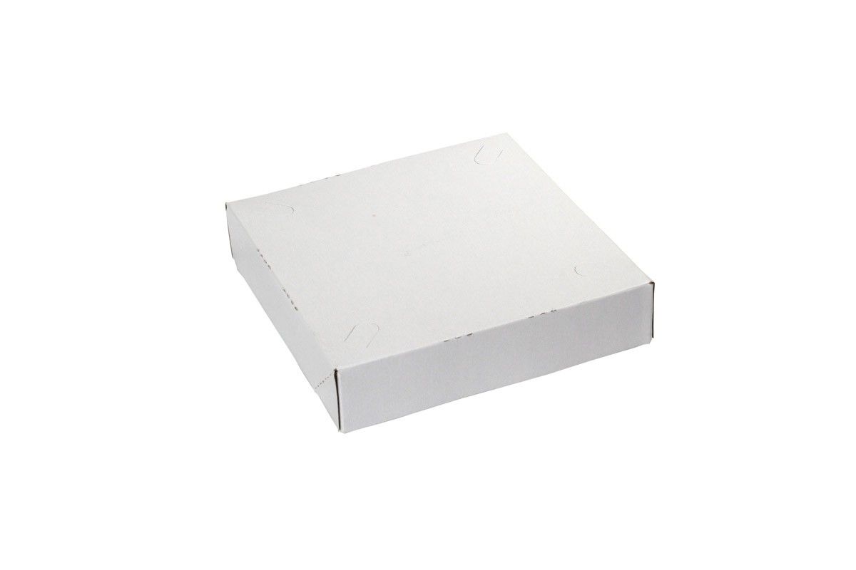 White - 4 Corner Automatic Pizza Box - 7 x 7 x 1-1/2"