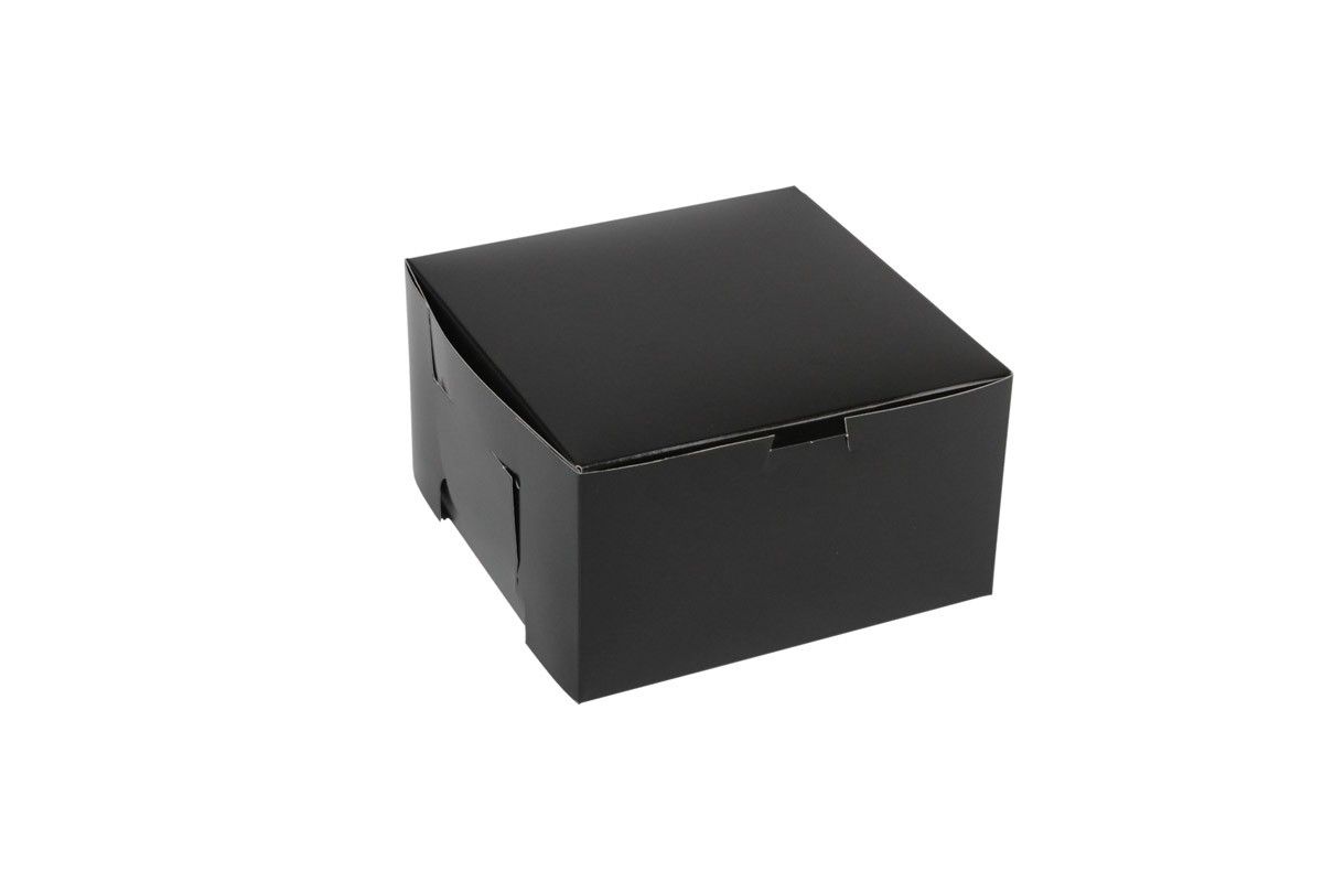 Gloss Black - Cupcake Box - 7 x 7 x 4"