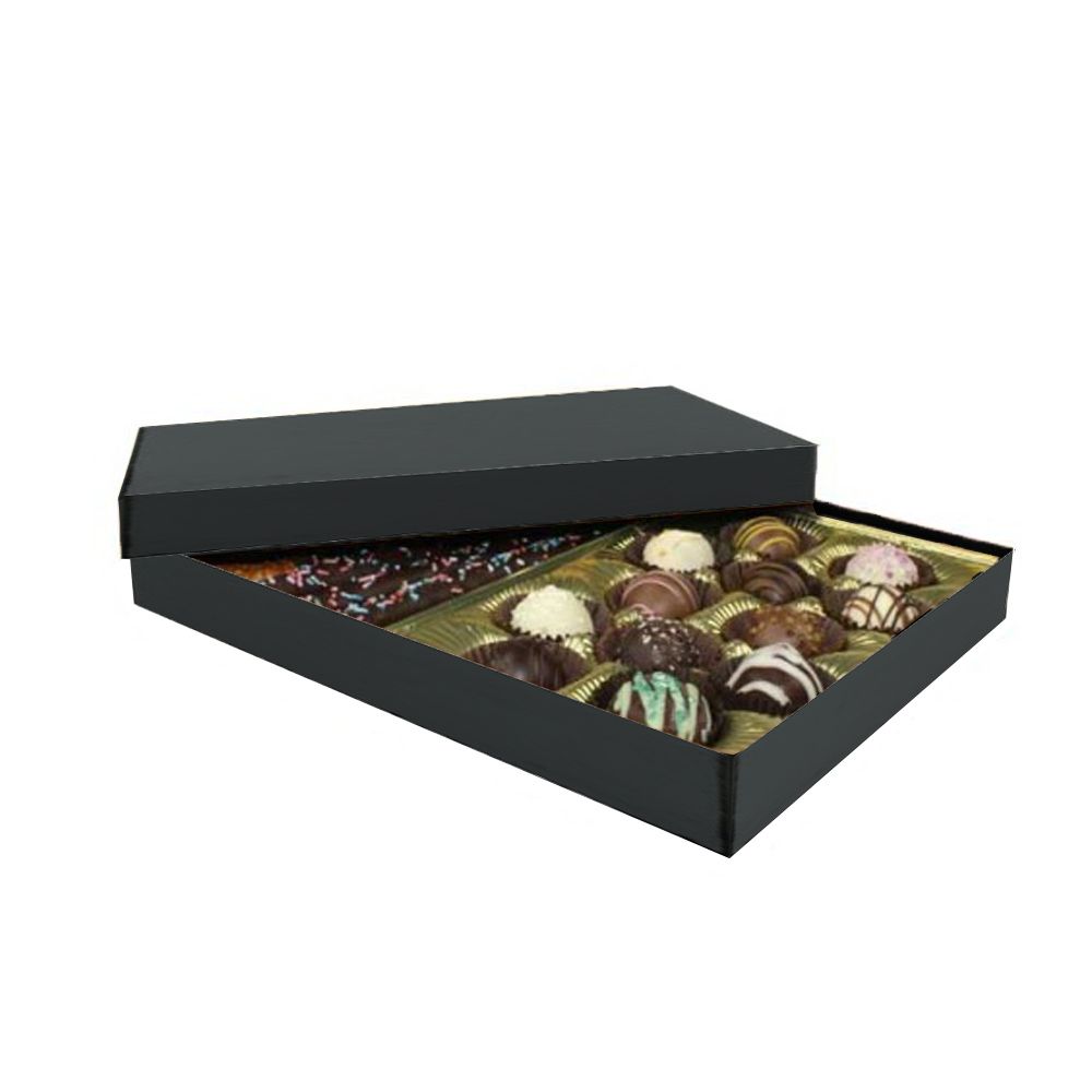 Black Semi Gloss - Rigid Candy Box - Lid & Base - (1 lb) 10-1/2 x 8-1/8 x 1-1/8"