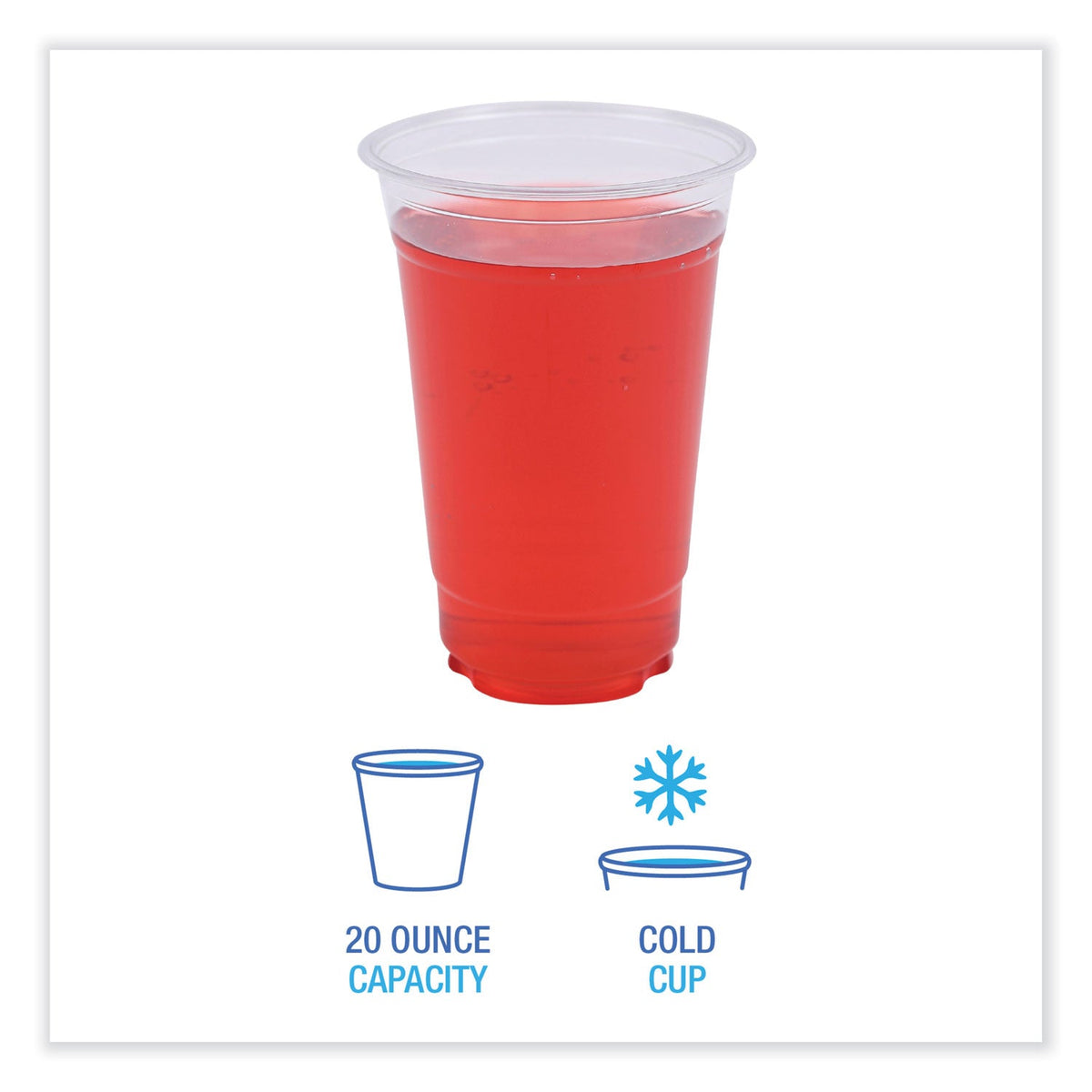 Boardwalk Clear Plastic Cold Cups, 20 oz, PET, 50 Cups/Sleeve, 20 Sleeves/Carton