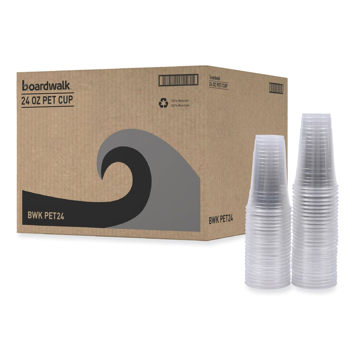 Boardwalk Clear Plastic Cold Cups, 24 oz, PET, 50 Cups/Sleeve, 12 Sleeves/Carton