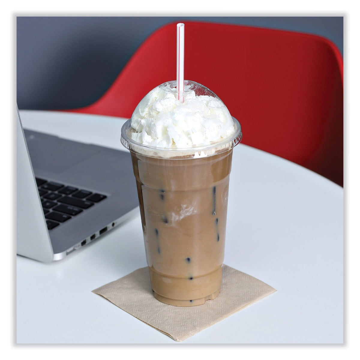 Boardwalk PET Cold Cup Dome Lids, Fits 16 oz to 24 oz Plastic Cups, Clear, 100 Lids/Sleeve, 10 Sleeves/Carton