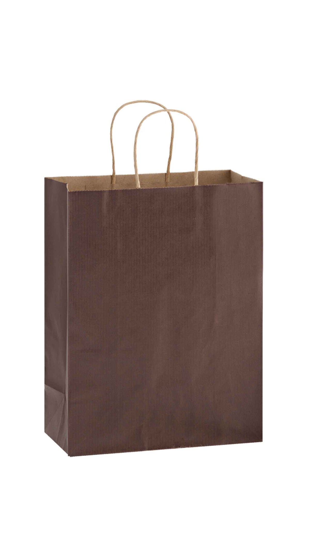 Chocolate shadow stripe matte shopping bag, 10 x 5 x 13"