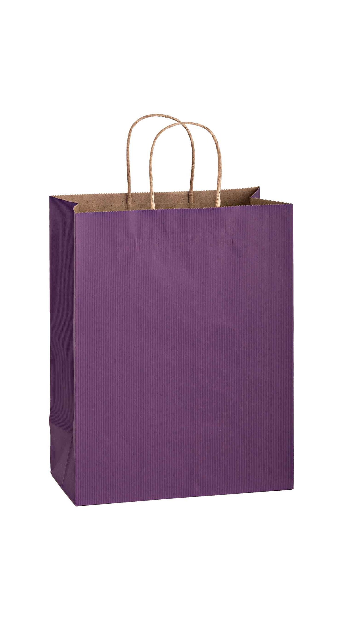 Purple shadow stripe matte shopping bag, 10 x 5 x 13"