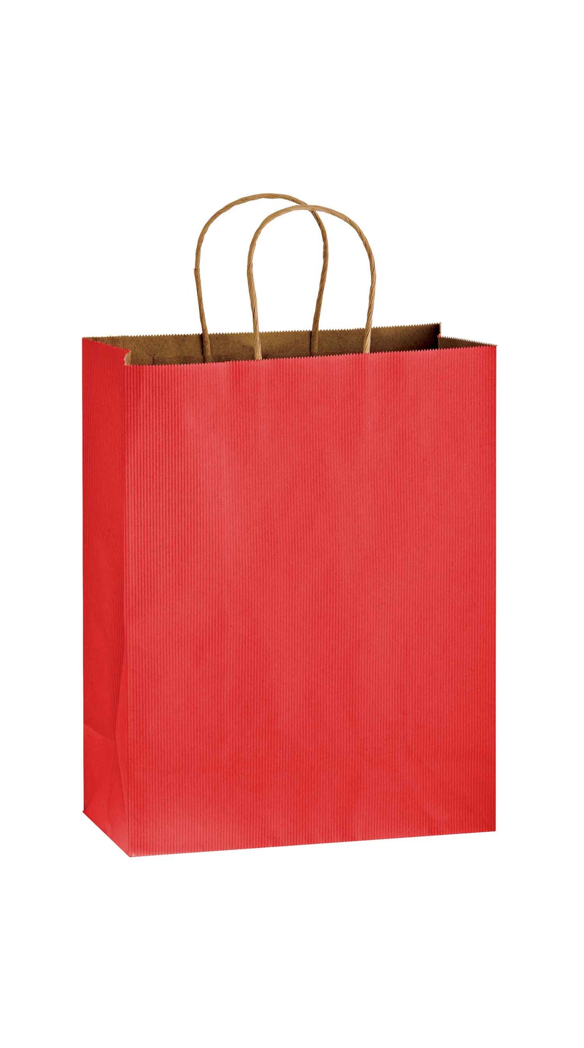 Red shadow stripe matte shopping bag, 10 x 5 x 13"