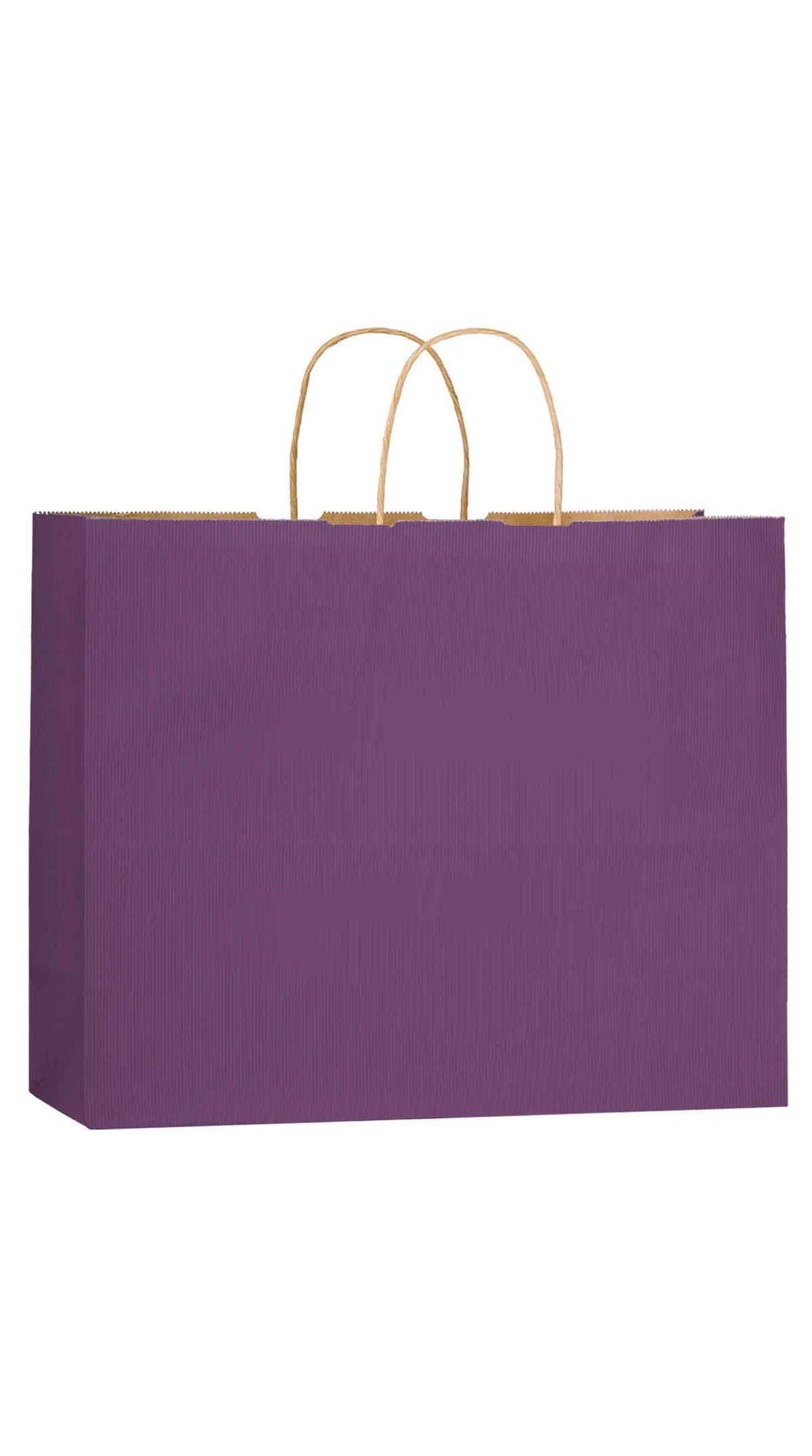 Purple shadow stripe matte shopping bag, 16 x 6 x 13"