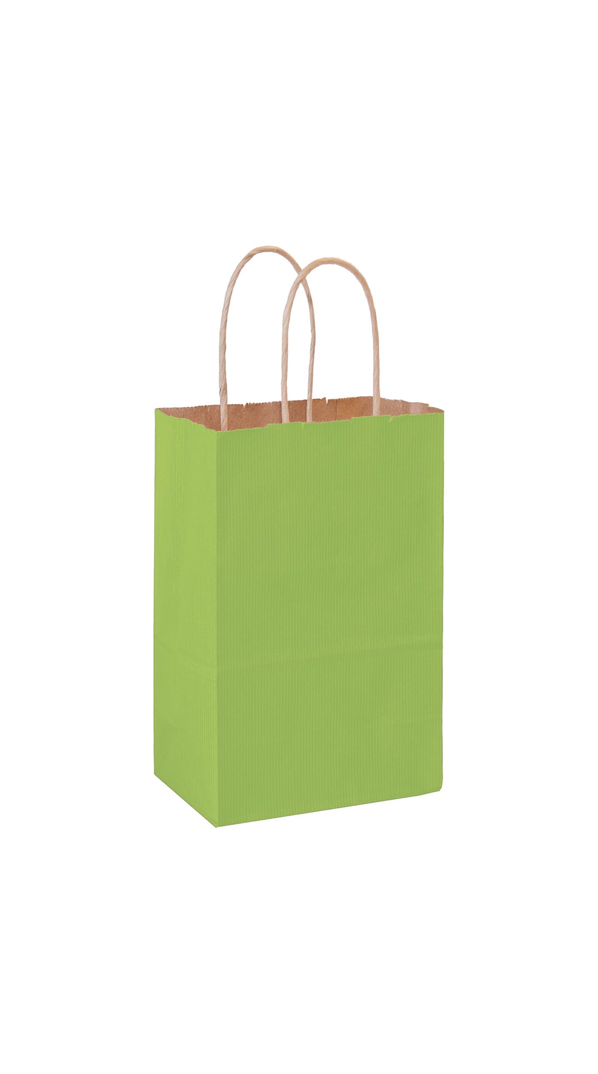 Lime shadow stripe matte shopping bag, 5-1/4 x 3-1/4 x 8-3/8"